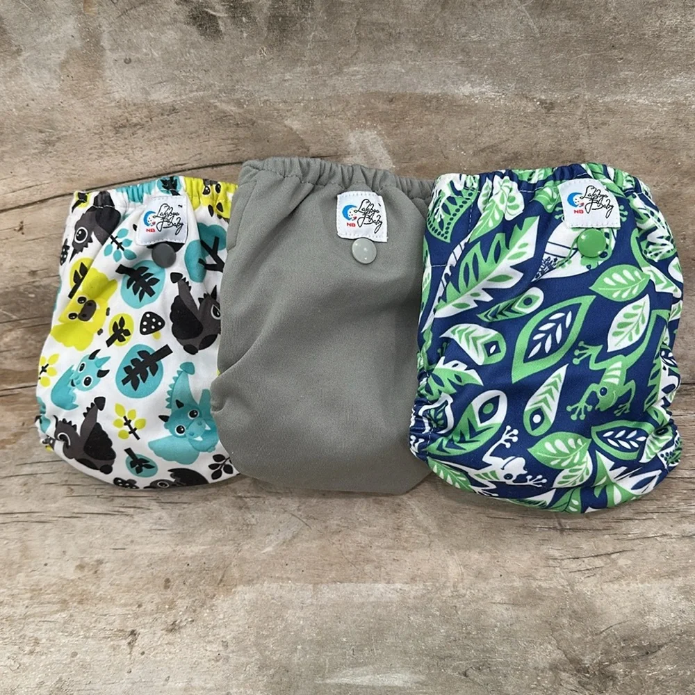 Lalabye Baby, NEWBORN size cloth diapers reusable. Hook and Loop *USED*
